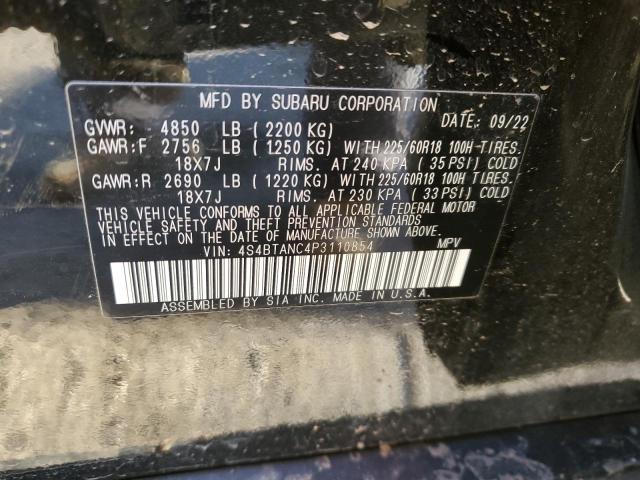 Photo 14 from auction – 2023 SUBARU OUTBACK LI with VIN 4S4BTANC4P3110854
