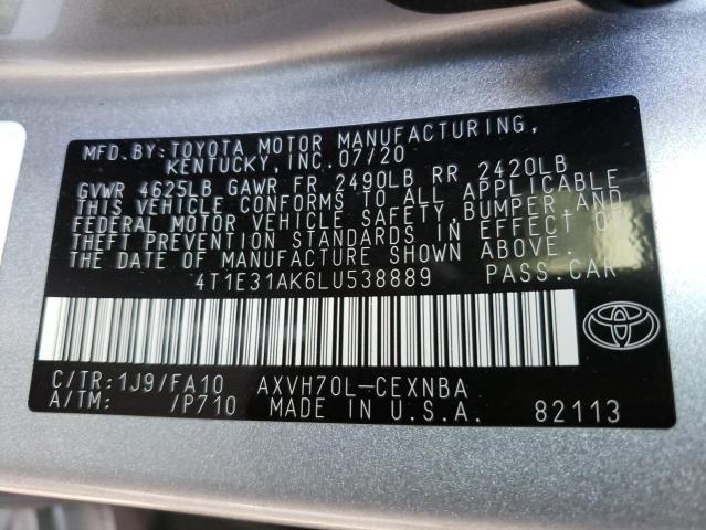 Photo 10 from auction – 2020 TOYOTA CAMRY LE with VIN 4T1E31AK6LU538889