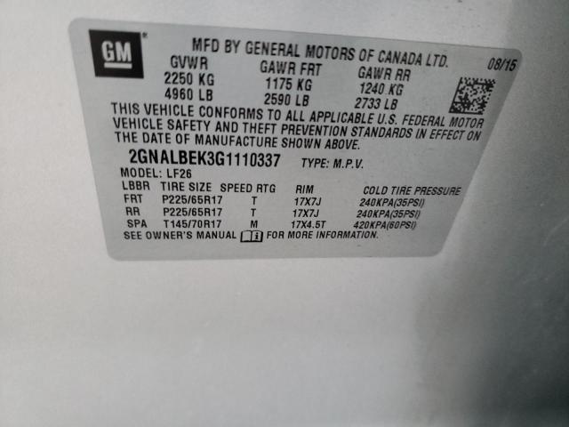 Photo 14 from auction – 2016 CHEVROLET EQUINOX LS with VIN 2GNALBEK3G1110337