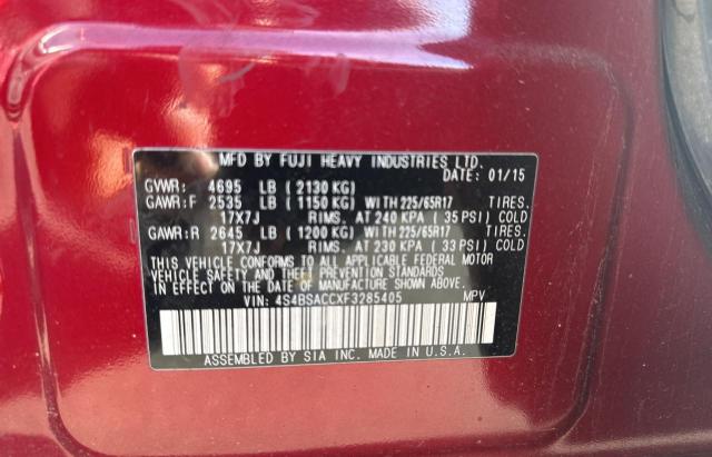 Photo 10 from auction – 2015 SUBARU OUTBACK 2. with VIN 4S4BSACCXF3285405