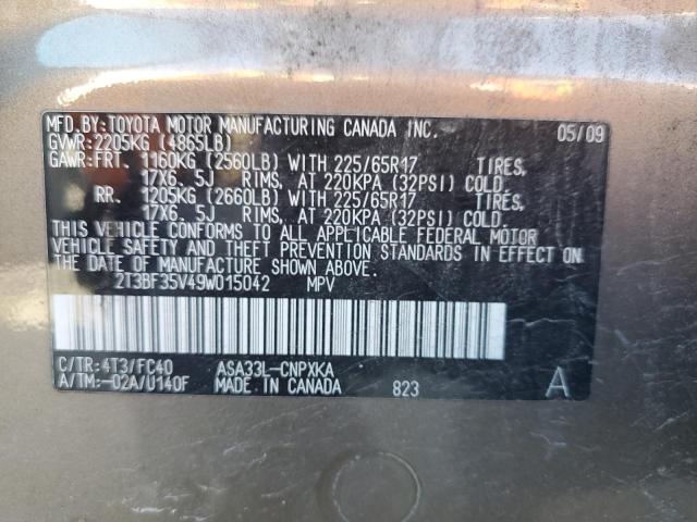 Photo 14 from auction – 2009 TOYOTA RAV4 with VIN 2T3BF35V49W015042