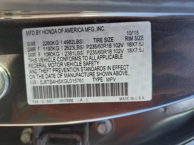 Photo 14 from auction – 2016 ACURA RDX TECHNO with VIN 5J8TB4H5XGL015761