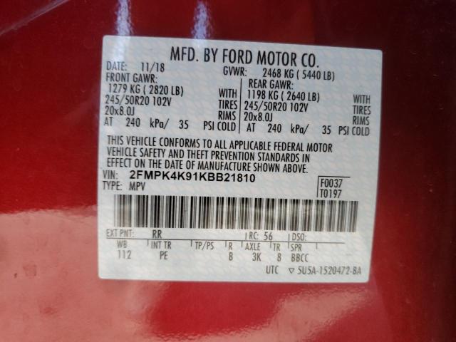 Photo 14 from auction – 2019 FORD EDGE TITAN with VIN 2FMPK4K91KBB21810