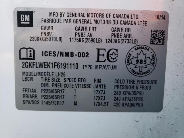 Photo 14 from auction – 2015 GMC TERRAIN SL with VIN 2GKFLWEK1F6191110