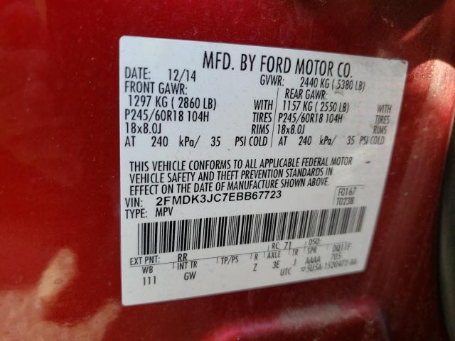 Photo 14 from auction – 2014 FORD EDGE SEL with VIN 2FMDK3JC7EBB67723