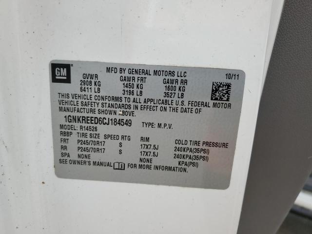 Photo 14 from auction – 2012 CHEVROLET TRAVERSE L with VIN 1GNKREED6CJ184549