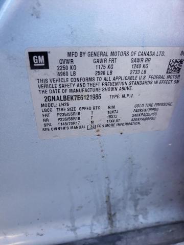 Photo 14 from auction – 2014 CHEVROLET EQUINOX LT with VIN 2GNALBEK7E6121986