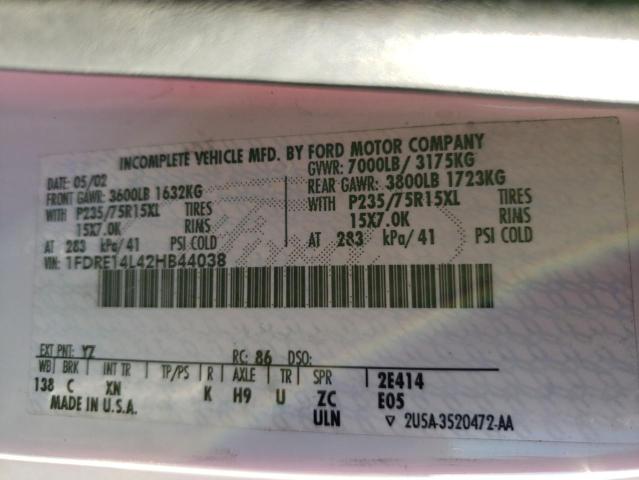 Photo 14 from auction – 2002 FORD ECONOLINE with VIN 1FDRE14L42HB44038