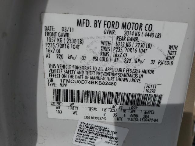 Photo 10 from auction – 2011 FORD ESCAPE XLT with VIN 1FMCU0D74BKB82460