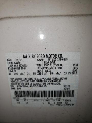 Photo 14 from auction – 2015 FORD EDGE SEL with VIN 2FMTK4J90FBB90915