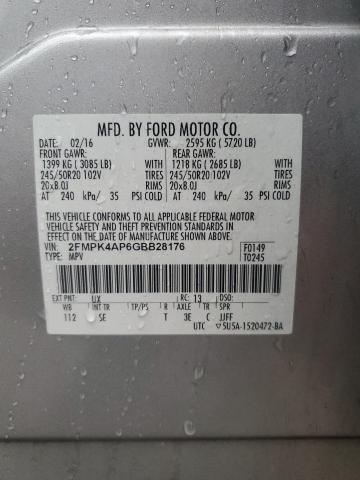 Photo 14 from auction – 2016 FORD EDGE SPORT with VIN 2FMPK4AP6GBB28176