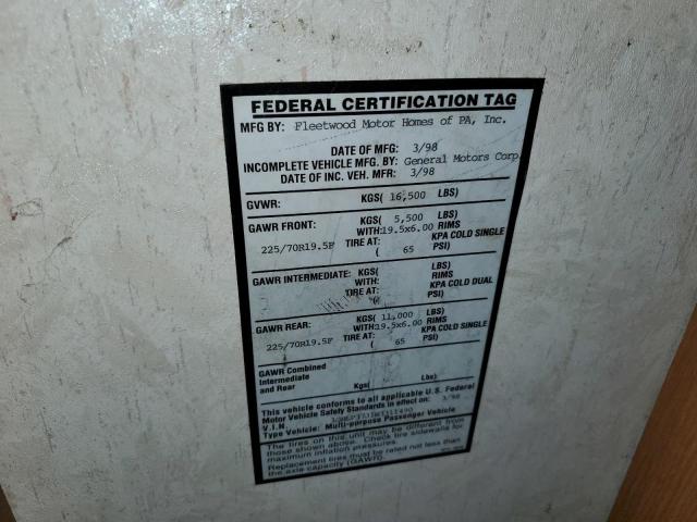 Photo 10 from auction – 1998 CHEVROLET P30 with VIN 1GBLP37J1W3311490