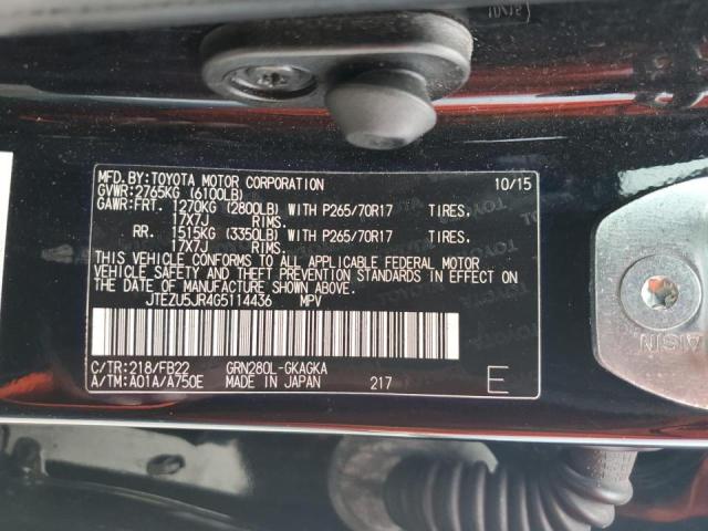 Photo 14 from auction – 2016 TOYOTA 4RUNNER SR with VIN JTEZU5JR4G5114436