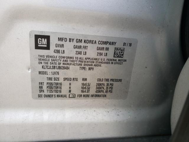 Photo 14 from auction – 2018 CHEVROLET TRAX 1LT with VIN KL7CJLSB1JB639484