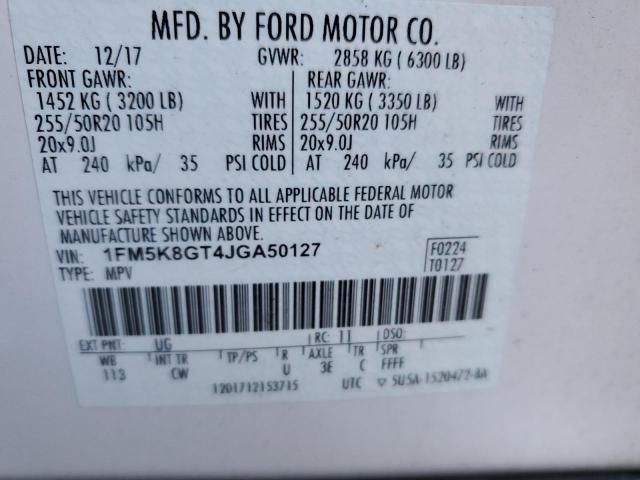 Photo 14 from auction – 2018 FORD EXPLORER S with VIN 1FM5K8GT4JGA50127