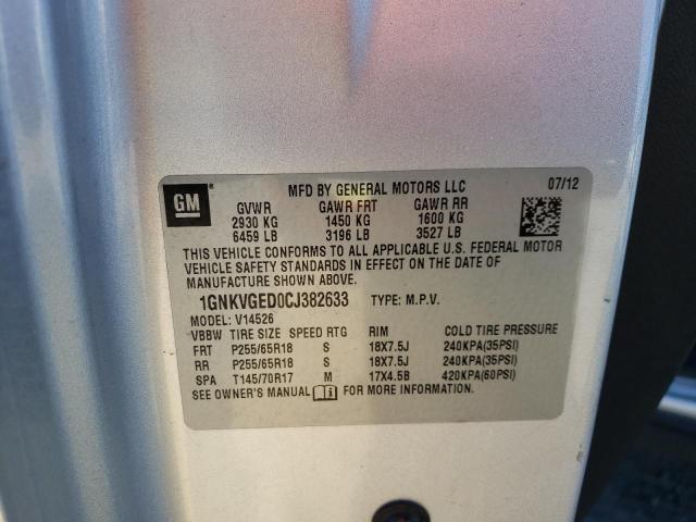 Photo 14 from auction – 2012 CHEVROLET TRAVERSE L with VIN 1GNKVGED0CJ382633