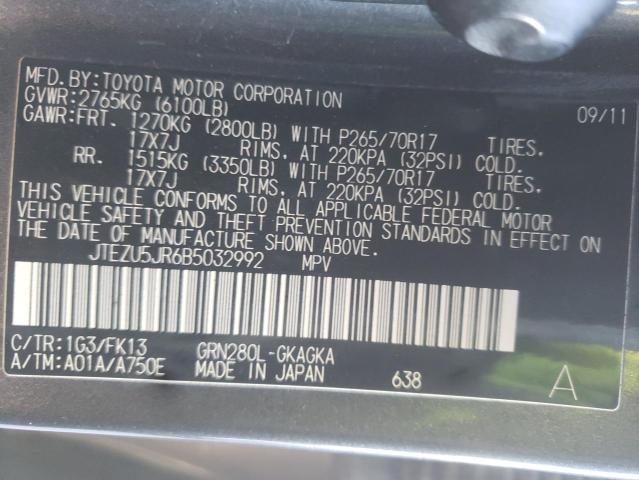 Photo 10 from auction – 2011 TOYOTA 4RUNNER SR with VIN JTEZU5JR6B5032992