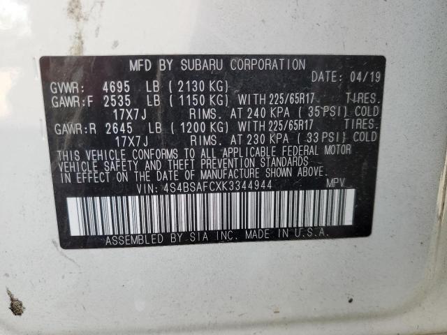 Photo 14 from auction – 2019 SUBARU OUTBACK 2. with VIN 4S4BSAFCXK3344944