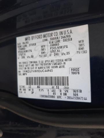 Photo 14 from auction – 2003 FORD EXPLORER E with VIN 1FMZU74WX3UC44945