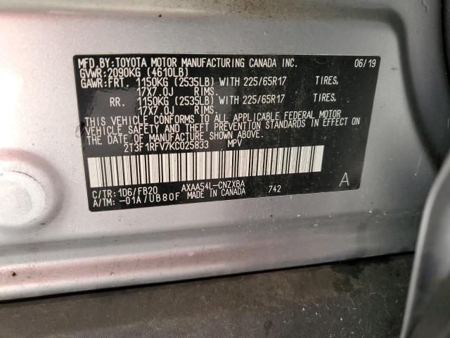 Photo 14 from auction – 2019 TOYOTA RAV4 LE with VIN 2T3F1RFV7KC025833