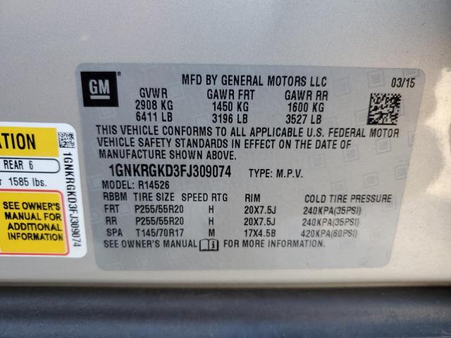 Photo 14 from auction – 2015 CHEVROLET TRAVERSE L with VIN 1GNKRGKD3FJ309074