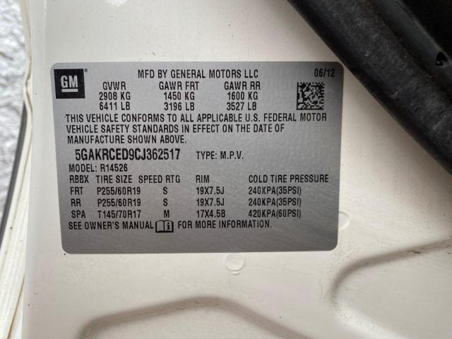 Photo 10 from auction – 2012 BUICK ENCLAVE with VIN 5GAKRCED9CJ362517