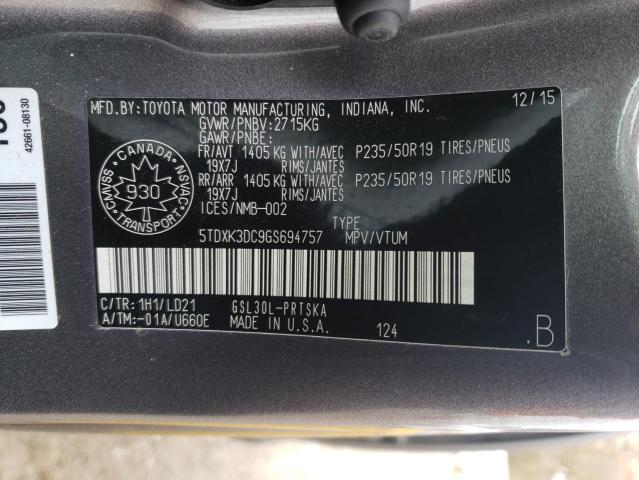 Photo 14 from auction – 2016 TOYOTA SIENNA SE with VIN 5TDXK3DC9GS694757