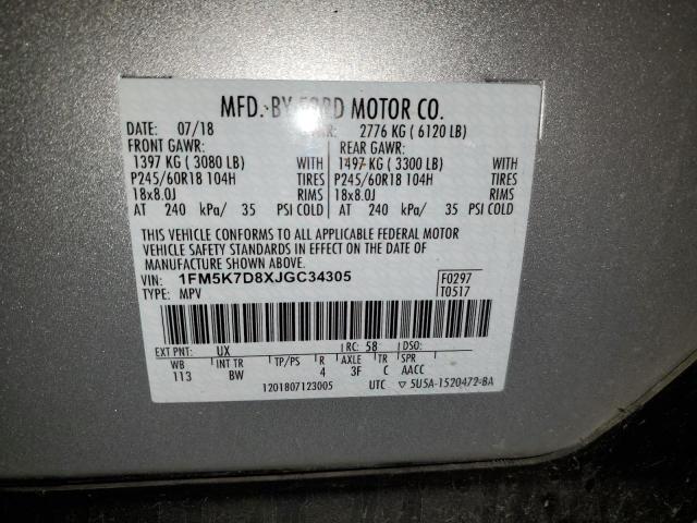 Photo 14 from auction – 2018 FORD EXPLORER X with VIN 1FM5K7D8XJGC34305