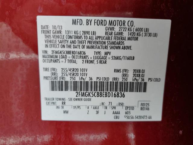 Photo 14 from auction – 2014 FORD FLEX SEL with VIN 2FMGK5C88EBD16836