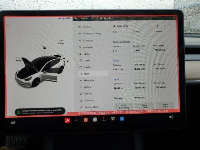 Photo 9 from auction – 2021 TESLA MODEL 3 with VIN 5YJ3E1EBXMF852894