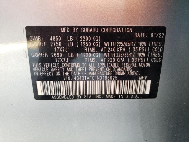 Photo 14 from auction – 2022 SUBARU OUTBACK PR with VIN 4S4BTAFC1N3186625