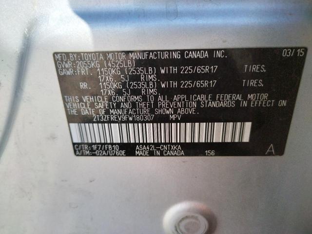Photo 14 from auction – 2015 TOYOTA RAV4 LE with VIN 2T3ZFREV9FW180307