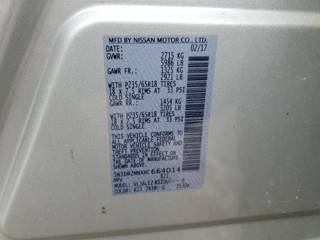 Photo 14 from auction – 2017 NISSAN PATHFINDER with VIN 5N1DR2MNXHC664014