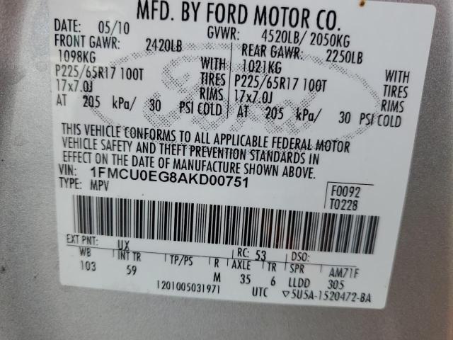 Photo 14 from auction – 2010 FORD ESCAPE LIM with VIN 1FMCU0EG8AKD00751