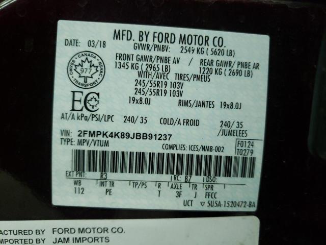 Photo 14 from auction – 2018 FORD EDGE TITAN with VIN 2FMPK4K89JBB91237