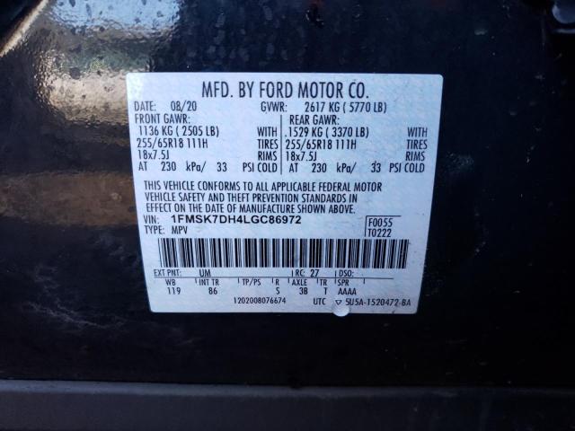 Photo 14 from auction – 2020 FORD EXPLORER X with VIN 1FMSK7DH4LGC86972