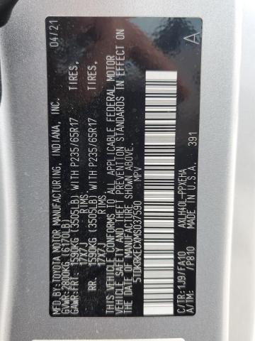 Photo 14 from auction – 2021 TOYOTA SIENNA LE with VIN 5TDKRKECXMS037590