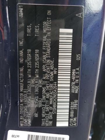 Photo 14 from auction – 2022 TOYOTA HIGHLANDER with VIN 5TDHBRCH2NS542644