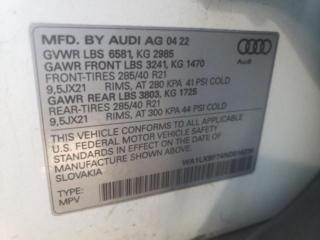 Photo 14 from auction – 2022 AUDI Q7 PREMIUM with VIN WA1LXBF74ND016236
