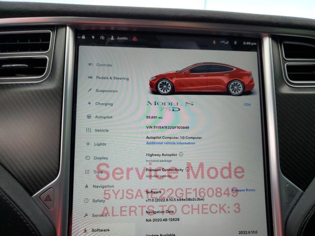 Photo 9 from auction – 2016 TESLA MODEL S with VIN 5YJSA1E22GF160849