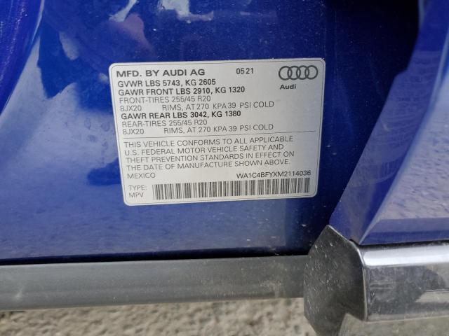 Photo 14 from auction – 2021 AUDI SQ5 PRESTI with VIN WA1C4BFYXM2114036