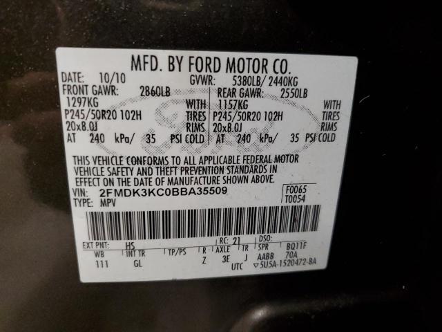 Photo 14 from auction – 2011 FORD EDGE LIMIT with VIN 2FMDK3KC0BBA35509