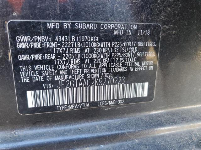 Photo 14 from auction – 2019 SUBARU CROSSTREK with VIN JF2GTAAC2K9270223