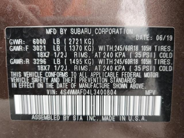 Photo 14 from auction – 2020 SUBARU ASCENT PRE with VIN 4S4WMAFD4L3400804