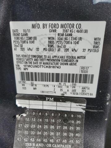 Photo 14 from auction – 2012 FORD ESCAPE XLT with VIN 1FMCU9D77CKB18743