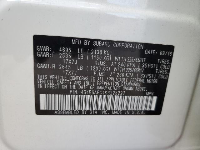 Photo 14 from auction – 2019 SUBARU OUTBACK 2. with VIN 4S4BSAFC1K3225227