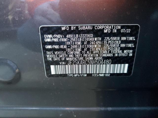 Photo 14 from auction – 2022 SUBARU FORESTER T with VIN JF2SKARC5NH504480