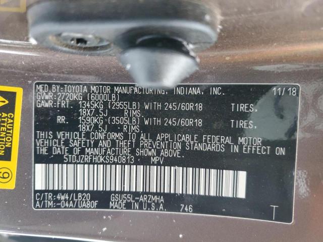 Photo 14 from auction – 2019 TOYOTA HIGHLANDER with VIN 5TDJZRFH0KS940813