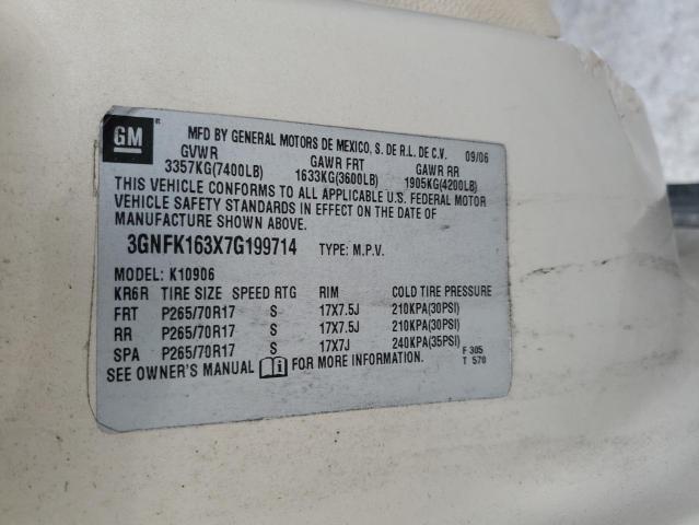 Photo 14 from auction – 2007 CHEVROLET SUBURBAN with VIN 3GNFK163X7G199714