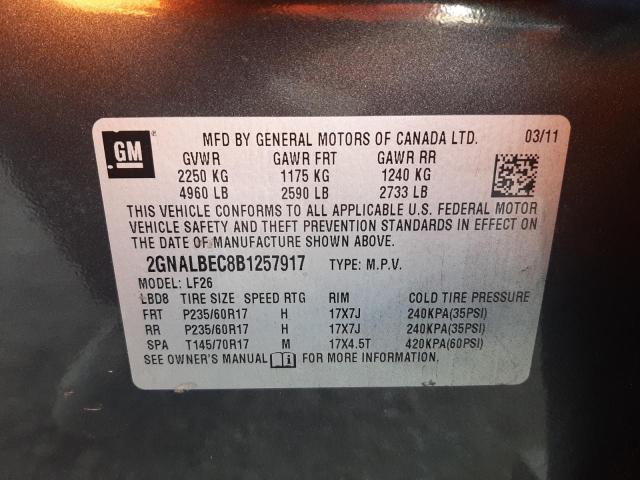 Photo 14 from auction – 2011 CHEVROLET EQUINOX LS with VIN 2GNALBEC8B1257917